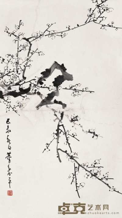 董寿平 1979年作 梅花图 镜心 94×52cm
